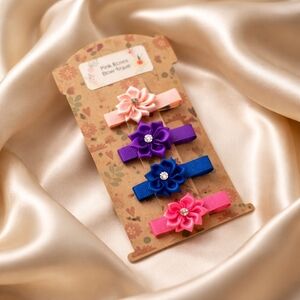 Nwt new Handmade clip flower decor bling 4pk colors mixed baby girls toddler